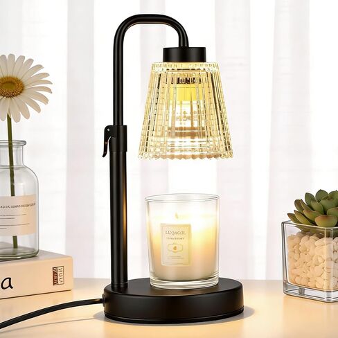 Candle Warmer Lamp with Timer Dimmable, Adjustable Height, Birthday Gifts for Women Mom, House Warming Gifts New Home Decor, Wax Warmer for Scented Jar for Jar Candles with 2 Bulbs (Black) in Saudi Arabia