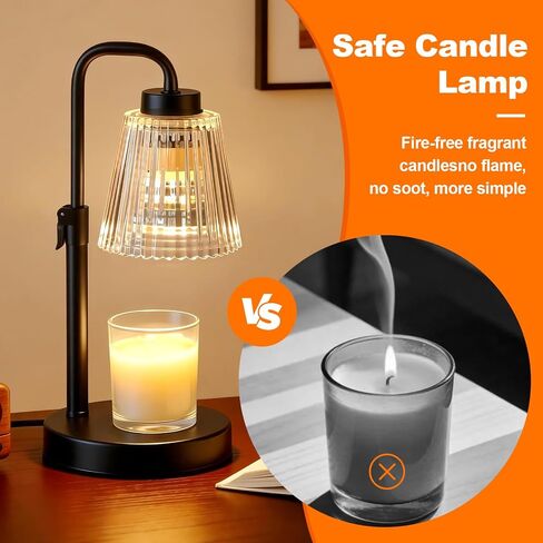 Candle Warmer Lamp with Timer Dimmable, Adjustable Height, Birthday Gifts for Women Mom, House Warming Gifts New Home Decor, Wax Warmer for Scented Jar for Jar Candles with 2 Bulbs (Black) in Saudi Arabia