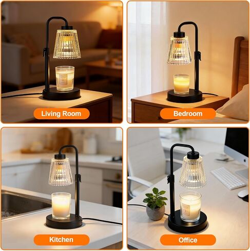 Candle Warmer Lamp with Timer Dimmable, Adjustable Height, Birthday Gifts for Women Mom, House Warming Gifts New Home Decor, Wax Warmer for Scented Jar for Jar Candles with 2 Bulbs (Black) in Saudi Arabia