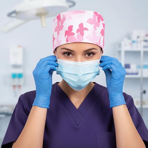 Qianyu Scrub Cap for Women Adjustable Working Cap with Button Nurse Surgeon Caps Breathable Tie Back Hat Satin Lined Scrub Caps Unisex Working Hat Sweatband Gourd-Shaped Work Hats for Women Men Unisex in Kuwait