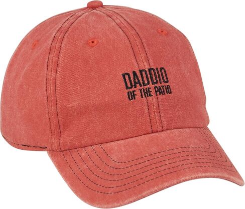 Primitives by Kathy Funny Grilling Hat, Daddio of the Patio Embroidered Sentiment, Box Sign Style, Adjustable, Naturally Distressed Stonewashed Cotton Baseball Cap, Red in Kuwait