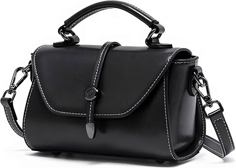 Handmade Small Purses for Women, Black Crossbody Bags for Women Classic Top Handle Dome Satchel Bag | Genuine Leather in Saudi Arabia