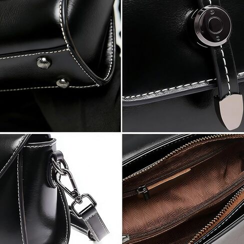 Handmade Small Purses for Women, Black Crossbody Bags for Women Classic Top Handle Dome Satchel Bag | Genuine Leather in Saudi Arabia