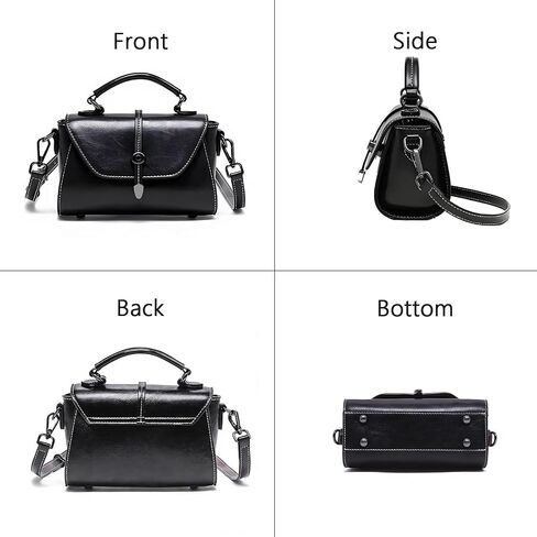 Handmade Small Purses for Women, Black Crossbody Bags for Women Classic Top Handle Dome Satchel Bag | Genuine Leather in Saudi Arabia