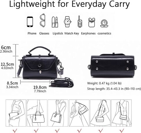 Handmade Small Purses for Women, Black Crossbody Bags for Women Classic Top Handle Dome Satchel Bag | Genuine Leather in Saudi Arabia
