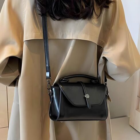 Handmade Small Purses for Women, Black Crossbody Bags for Women Classic Top Handle Dome Satchel Bag | Genuine Leather in Saudi Arabia
