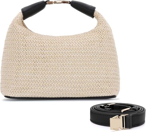 Fecialy Straw Bag for Women Small Raffia Purses Summer Beach Crossbody Bag Vacation Straw Woven Handbag 2025 in Saudi Arabia