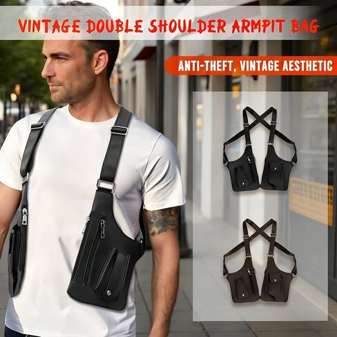 Double Shoulder Armpit Bag,Underarm Shoulder Satchel for Men,Concealed Carry Purses Holster for Man Left Handed,Tactical Shoulder Wallet for Travel Outdoor Cycling in Saudi Arabia