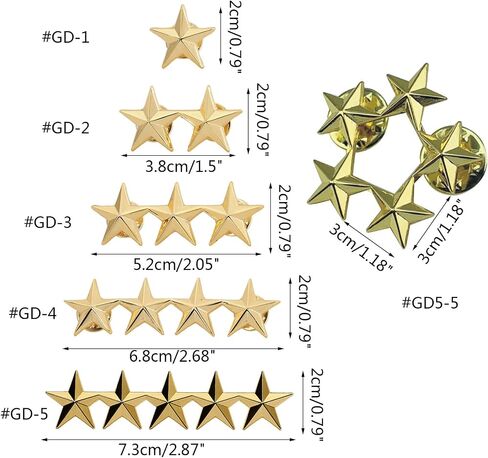 Metal Five-Pointed Star Badge Lapel Pins Brooch Collar Shoulder Pins for Women Men Jewelry Costume Decorations Alloy GD5-5# in Saudi Arabia