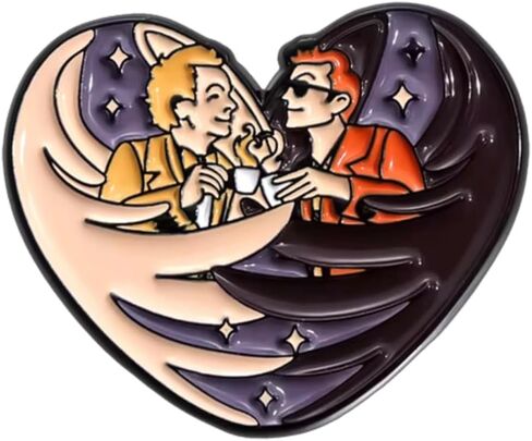 Good Omens Aziraphale Crowley Wings Angel Demon Coffee Mugs Ineffable TV Show 1.25" Enamel Pin Badge in Kuwait
