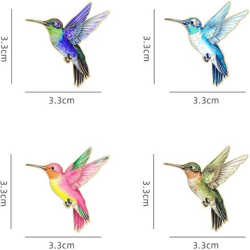 4 PCS Colorful Hummingbird Enamel Brooch,Durable Anti Scratch Decorative Badge,Vintage Animal Lapel Pin,Stylish Clothing Accessory for Daily Wear Party Travel Wedding Banquet in Kuwait