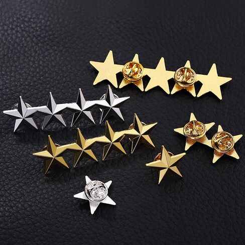 Metal Five-pointed Star Badge Lapel Pins Brooch Collar Shoulder Pins for Women Men Jewelry Costume Decorations, 5 in Saudi Arabia