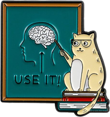Use It Brain Teacher Cat Enamel Pin, Cat Lover Gift, Funny Kitten Meme Pin Brooch For Teacher Students Book Lover, Motivational Humor Badge Brooch, Use Your Brain Lapel Badges, Academic Nerds Jewelry Accessories in Kuwait