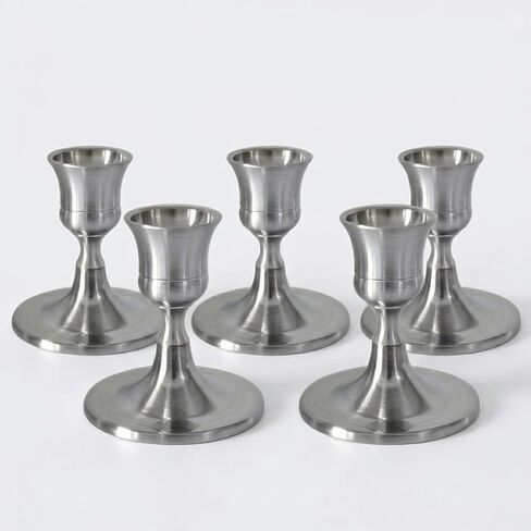 Silver Wine Glass Metal Candlestick Holders - HearthLume Vintage Modern Metal Taper Candle Holders, Decorative Centerpiece for Table Mantel, Wedding Kitchen Home Decor, Wedding Gift,6Pcs in Saudi Arabia