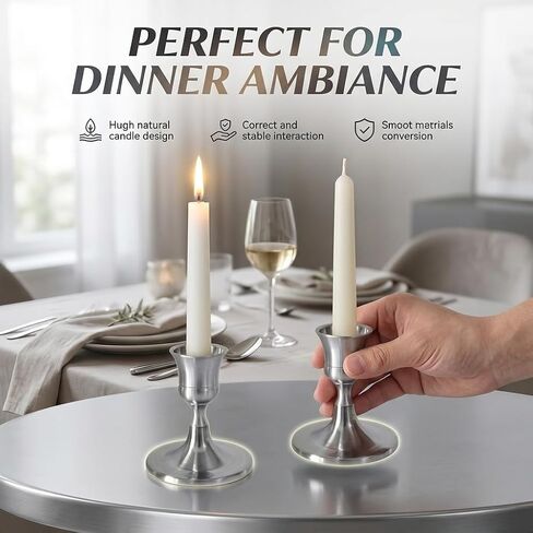 Silver Wine Glass Metal Candlestick Holders - HearthLume Vintage Modern Metal Taper Candle Holders, Decorative Centerpiece for Table Mantel, Wedding Kitchen Home Decor, Wedding Gift,6Pcs in Saudi Arabia