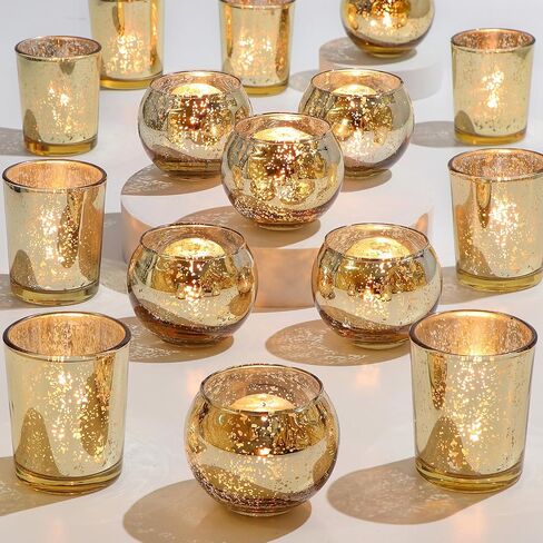 DEVI 6 Pcs Assorted Large Gold Votive Candle Holders in Saudi Arabia
