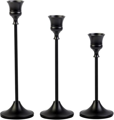 3 Pack Candle Holder Bases - Matte Black Home Decor, Fits Fireplace Mantel & Dining Table, Suitable for Room/Table Decoration & Housewarming Gifts in Kuwait