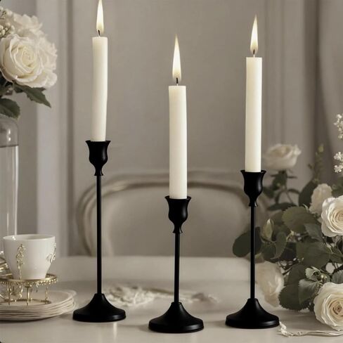3 Pack Candle Holder Bases - Matte Black Home Decor, Fits Fireplace Mantel & Dining Table, Suitable for Room/Table Decoration & Housewarming Gifts in Kuwait