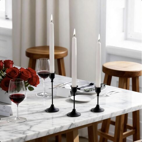 3 Pack Candle Holder Bases - Matte Black Home Decor, Fits Fireplace Mantel & Dining Table, Suitable for Room/Table Decoration & Housewarming Gifts in Kuwait
