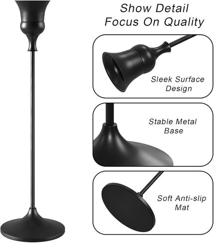 3 Pack Candle Holder Bases - Matte Black Home Decor, Fits Fireplace Mantel & Dining Table, Suitable for Room/Table Decoration & Housewarming Gifts in Kuwait