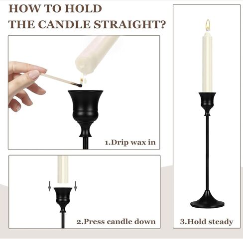 3 Pack Candle Holder Bases - Matte Black Home Decor, Fits Fireplace Mantel & Dining Table, Suitable for Room/Table Decoration & Housewarming Gifts in Kuwait