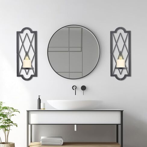 OYEFLY 2 Pcs Metal Candle Sconce,Rustic Wall Candle Sconces (Black) in Saudi Arabia
