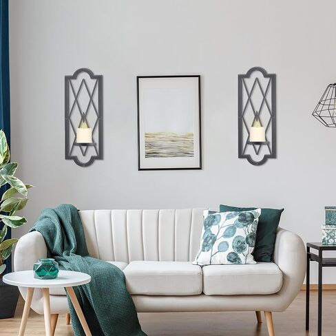 OYEFLY 2 Pcs Metal Candle Sconce,Rustic Wall Candle Sconces (Black) in Saudi Arabia