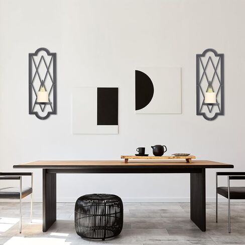 OYEFLY 2 Pcs Metal Candle Sconce,Rustic Wall Candle Sconces (Black) in Saudi Arabia
