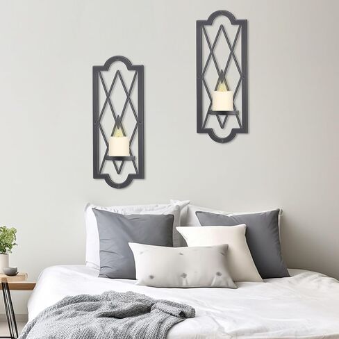 OYEFLY 2 Pcs Metal Candle Sconce,Rustic Wall Candle Sconces (Black) in Saudi Arabia