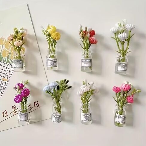 8 Pack Luminous Miniature Flower Vase Flatback Resin Crafts Glow in the Dark Tiny Potted Plant Hair Clip Supply in Kuwait