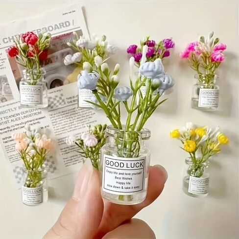 8 Pack Luminous Miniature Flower Vase Flatback Resin Crafts Glow in the Dark Tiny Potted Plant Hair Clip Supply in Kuwait