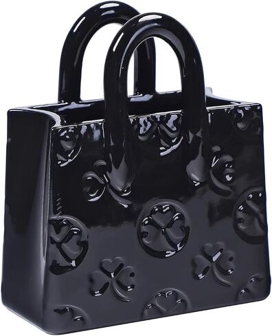 Black Clover vase Storage Box Handbag Shaped Suitable for Home Room Office Decoration Suitable for Pairing with Various Flowers Storing Various Small Items in Saudi Arabia