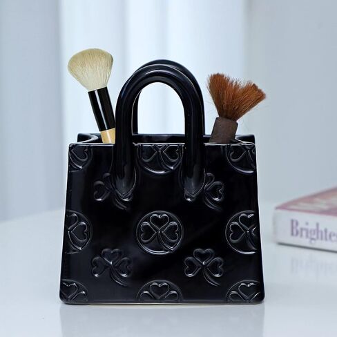 Black Clover vase Storage Box Handbag Shaped Suitable for Home Room Office Decoration Suitable for Pairing with Various Flowers Storing Various Small Items in Saudi Arabia
