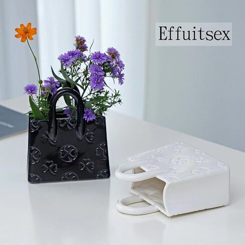 Black Clover vase Storage Box Handbag Shaped Suitable for Home Room Office Decoration Suitable for Pairing with Various Flowers Storing Various Small Items in Saudi Arabia