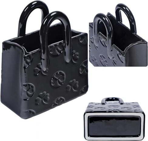 Black Clover vase Storage Box Handbag Shaped Suitable for Home Room Office Decoration Suitable for Pairing with Various Flowers Storing Various Small Items in Saudi Arabia