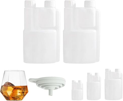 2 Pack Standard Squeeze Shot Bottle - HDPE Plastic Flask for Liquor, Portable Dispenser with Free Funnel (32OZ(1000ml) & 1.2OZ(30ml)) in Saudi Arabia