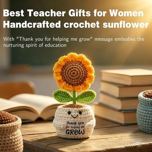 U-Goforst Teacher Appreciation Gifts for Women, Gifts for Teachers, Teacher Gifts Supplies with Makeup Bags Crochet Sunflower Bookmark Bracelet Socks for Teacher Appreciation in Saudi Arabia
