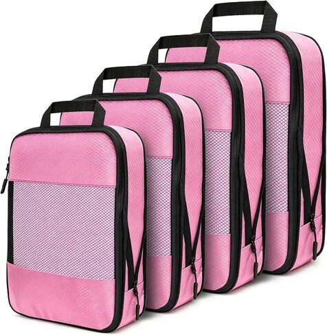 Compression Packing Cubes for Travel Organizer Boxes, Compressible Luggage Cubes Essential Travel Accessories in Kuwait