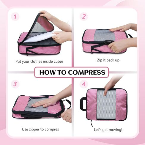 Compression Packing Cubes for Travel Organizer Boxes, Compressible Luggage Cubes Essential Travel Accessories in Kuwait