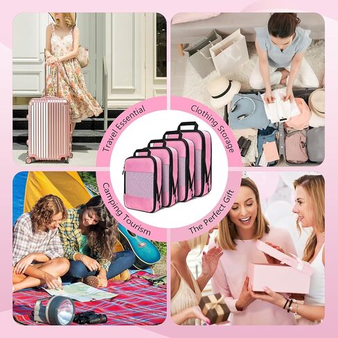 Compression Packing Cubes for Travel Organizer Boxes, Compressible Luggage Cubes Essential Travel Accessories in Kuwait