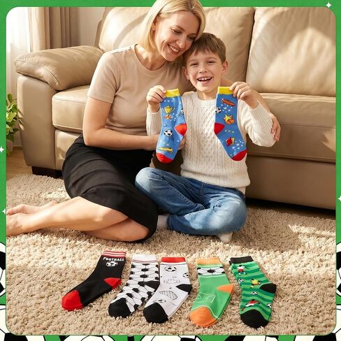 6Pair Funny Soccer Socks for Teen Boys Novelty Cotton Athletic Crew Socks Birthday Game Day Gift for Soccer Team Players Fans in Saudi Arabia