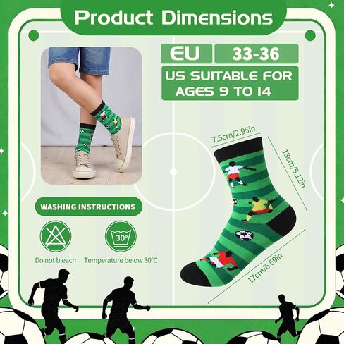 6Pair Funny Soccer Socks for Teen Boys Novelty Cotton Athletic Crew Socks Birthday Game Day Gift for Soccer Team Players Fans in Saudi Arabia