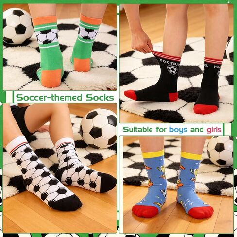 6Pair Funny Soccer Socks for Teen Boys Novelty Cotton Athletic Crew Socks Birthday Game Day Gift for Soccer Team Players Fans in Saudi Arabia