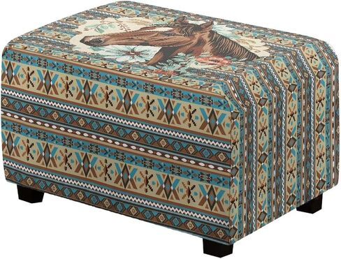 Talayituse Boho Mandala Flower Print Ottoman Cover Rectangle Waterproof Ottoman Slipcover Rectangular Thick Storage Footrest Stool Covers Furniture Protector for Pets, Small in Saudi Arabia