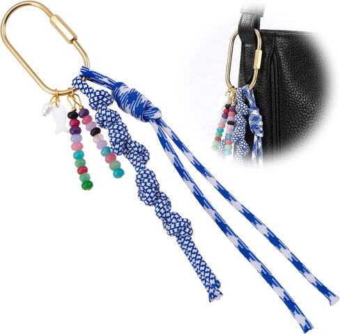 Braided Keychain Charm with Keyrings, Paracord Rope Keychain Wrist Bag Charms, Nylon Hanging Rope Key Chain Accessories for Bag Handbag Purse Backpack- Blue in Saudi Arabia