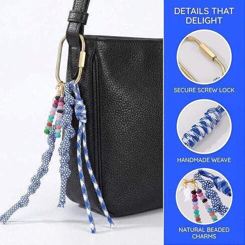 Braided Keychain Charm with Keyrings, Paracord Rope Keychain Wrist Bag Charms, Nylon Hanging Rope Key Chain Accessories for Bag Handbag Purse Backpack- Blue in Saudi Arabia