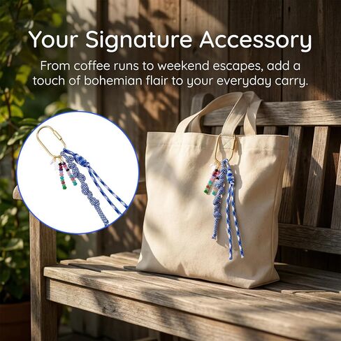 Braided Keychain Charm with Keyrings, Paracord Rope Keychain Wrist Bag Charms, Nylon Hanging Rope Key Chain Accessories for Bag Handbag Purse Backpack- Blue in Saudi Arabia