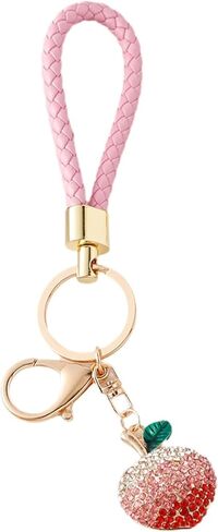 Cute Peach Keychain Purse Charms for Women Girls, Sweet Rhinestone Peach Bag Charms Keychain Wallet Purse Pendant in Saudi Arabia