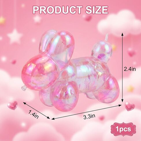 Balloon Dog Squishy, Dog Squishies, Stress Relief Tool, Party Favor, Desk Decor, Pink Glitter Balloon Animal, Squeezable Sensory Tool, Decorative Collectible in Saudi Arabia