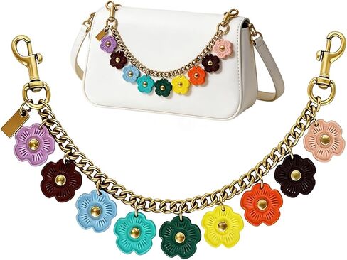 Flower Purse Charm Colorful Metal Keychain Bag Charms for Tote Bags & Handbags Gold Chain Versatile Chain Extender for Wallets in Saudi Arabia